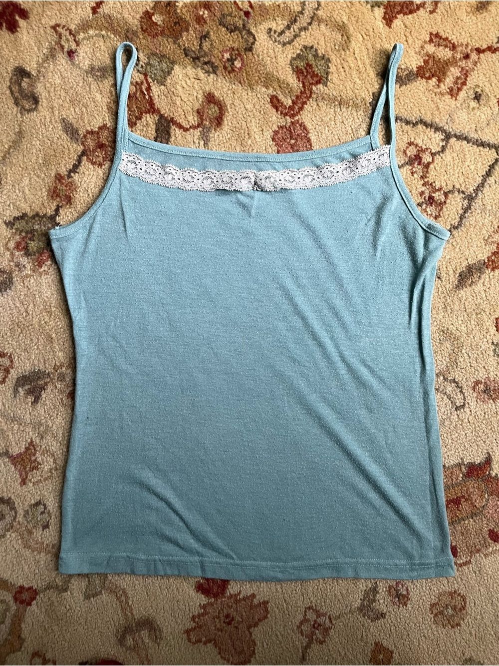 Light blue little Y2K lace trim cami